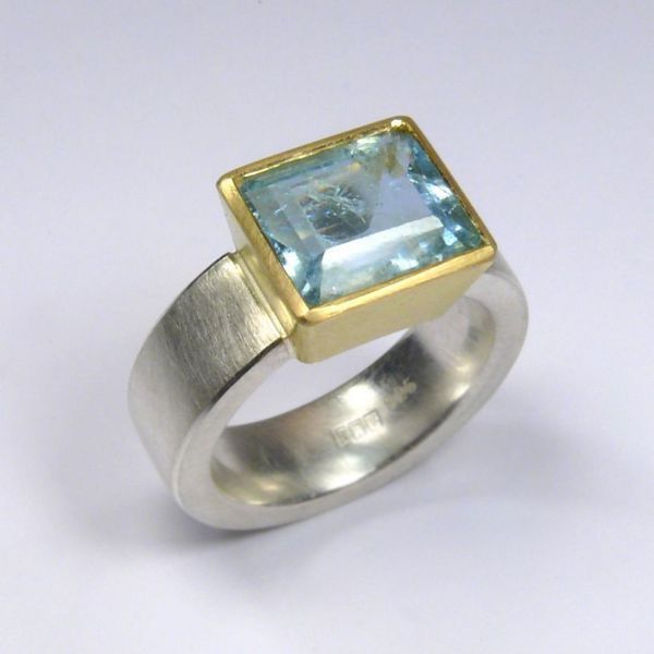 Ariadne® | Vintage Blue Square Gold & Silver Ring