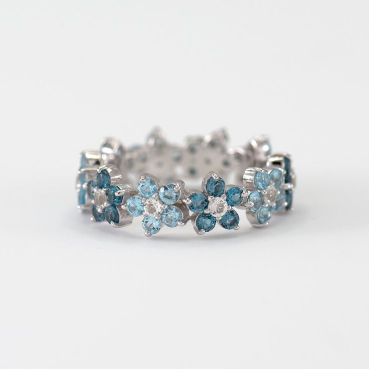 Thalassa® | Vintage Blue Daisy Silver Ring