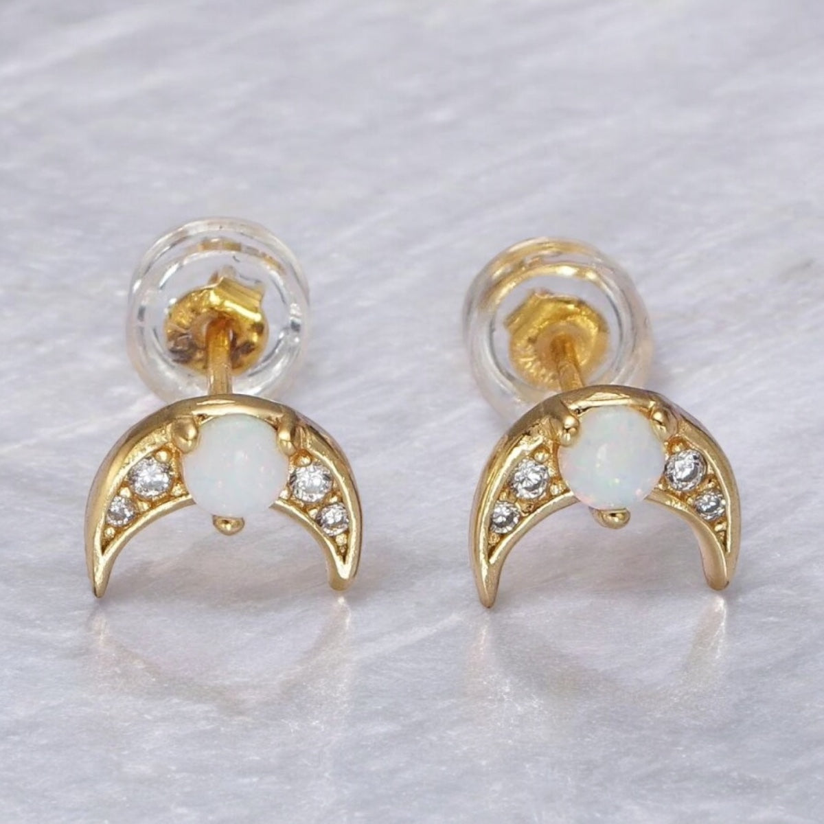 Fabiola® | Opal Moon Stud Earrings
