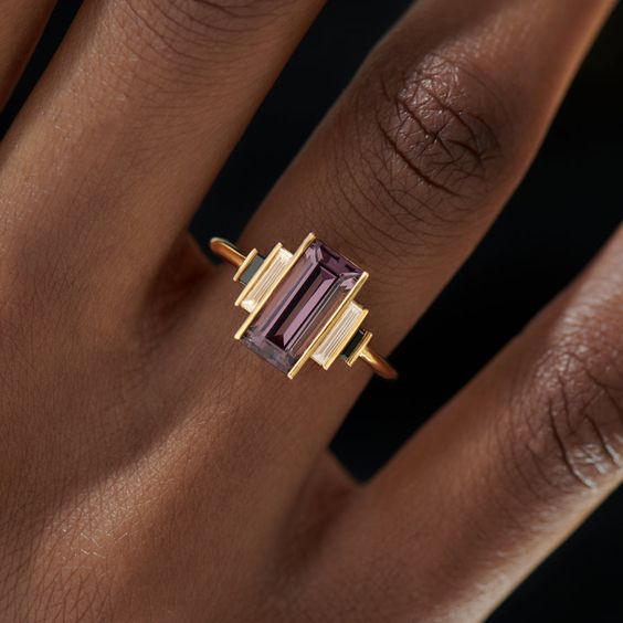 Elena® | Vintage Purple Zirconia Golden Ring