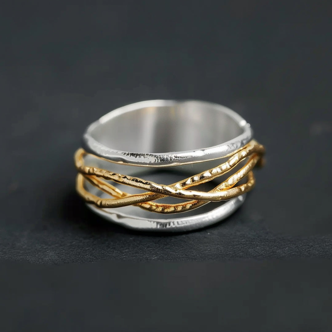 Rebeca® | Gold Threads Silver Ring