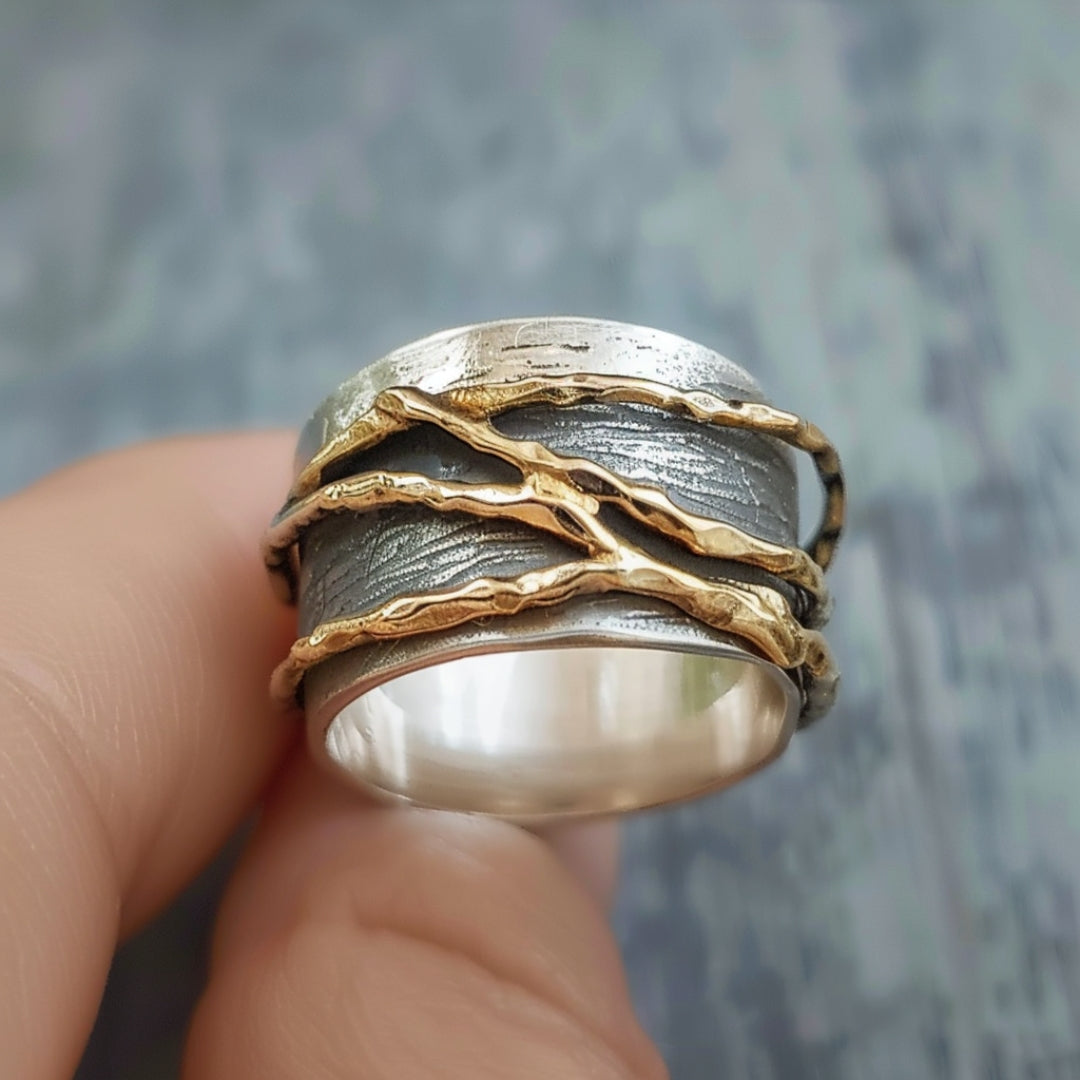 Selene® | Silver & Gold Threads Ring