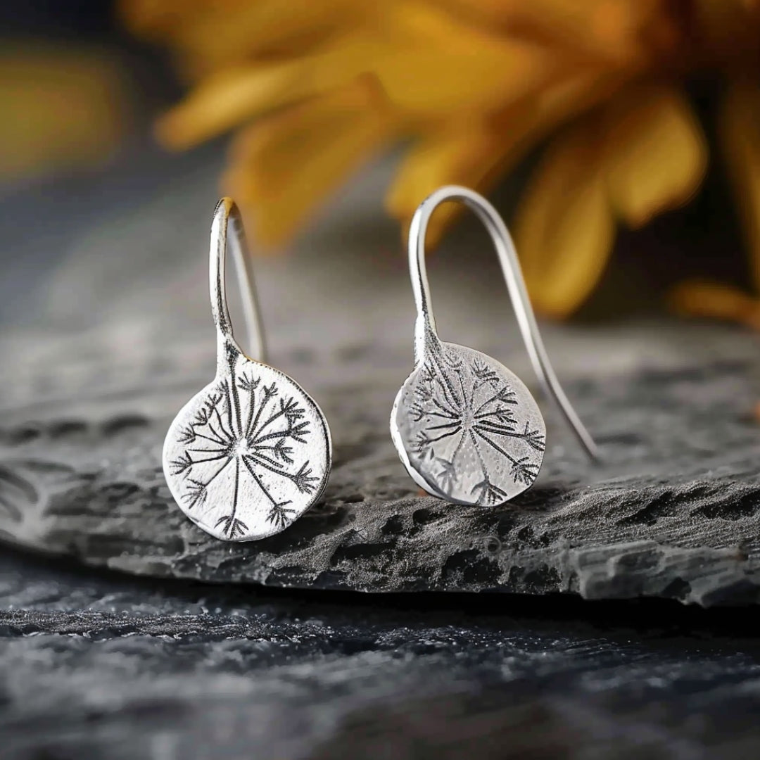 Yasmina® | Rounded Silver Dandelion Earrings