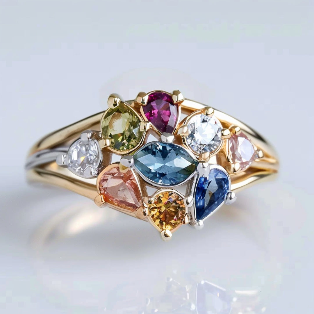Hermina® | Colorful Crystals Layer Gold Ring