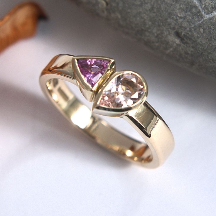 Rowena® | Vintage Pink & Garnet Glass Gold Ring