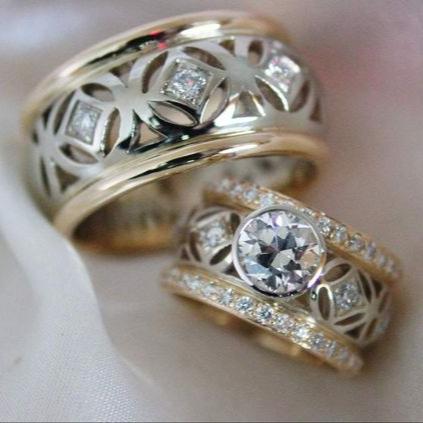Aura® | Vintage Hollow Gold & Silver Zirconia Ring