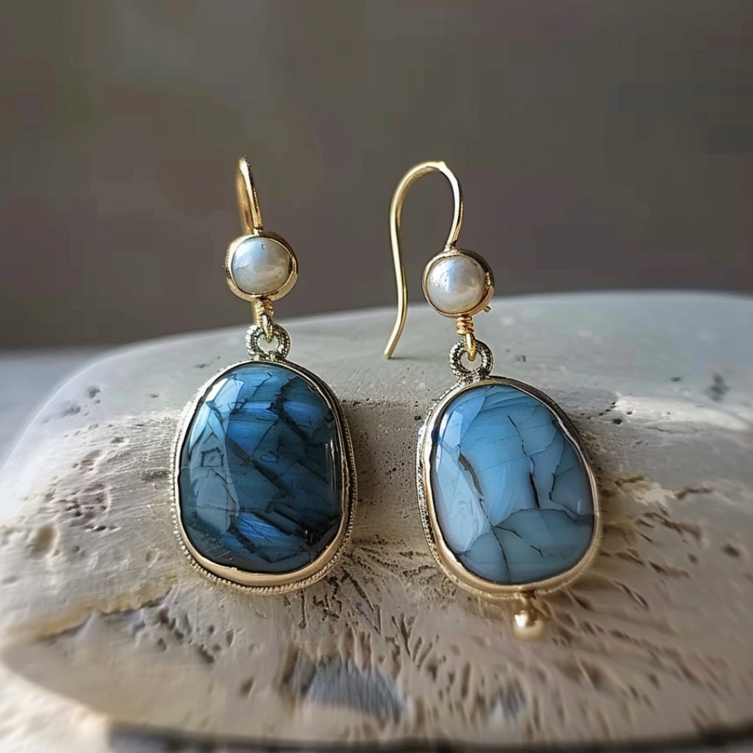 Ester® | Blue Stone Pearl Earrings