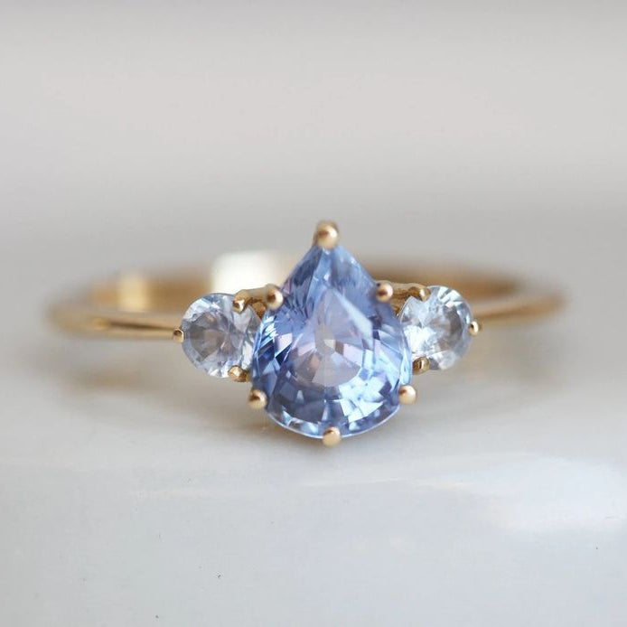 Raven® | Vintage Blue Crystal Drop Gold Ring