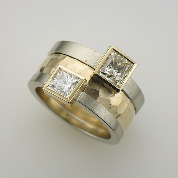 Solene® | Vintage Inlaid Cubic Glass Gold & Silver Ring