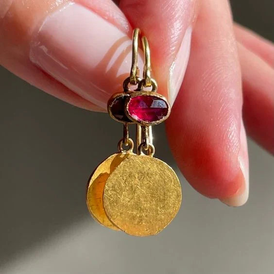 Rosa® | Vintage Red & Golden Earrings