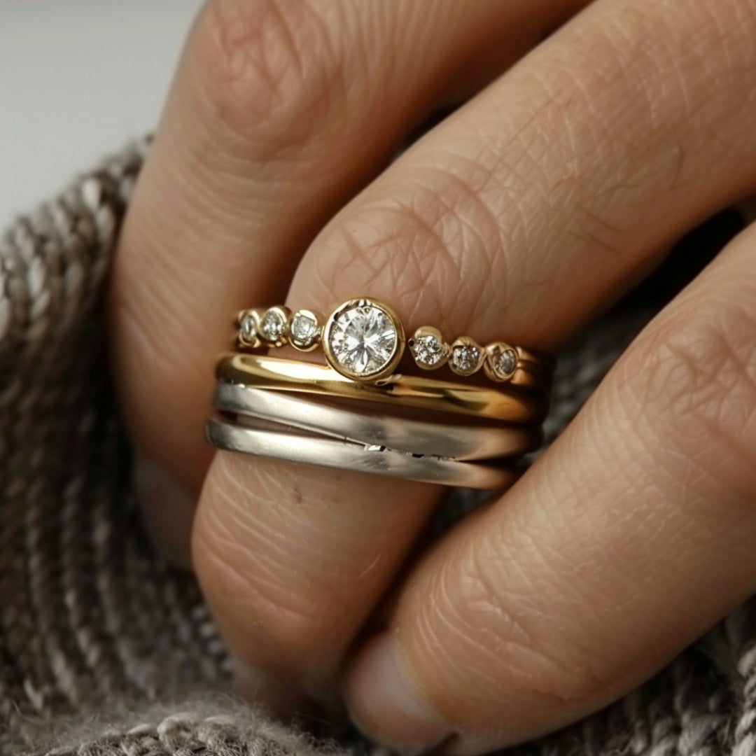 Gabriela® | Layered Silver & Gold Zirconia Ring