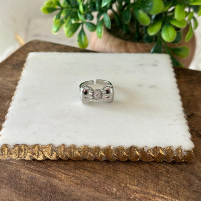 Elisa® | Nora Puffed Ribbon Bow Ring  Gold or Silver