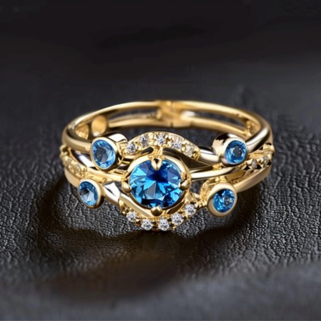 Hestia® | Blue Zirconia Layer Gold Ring