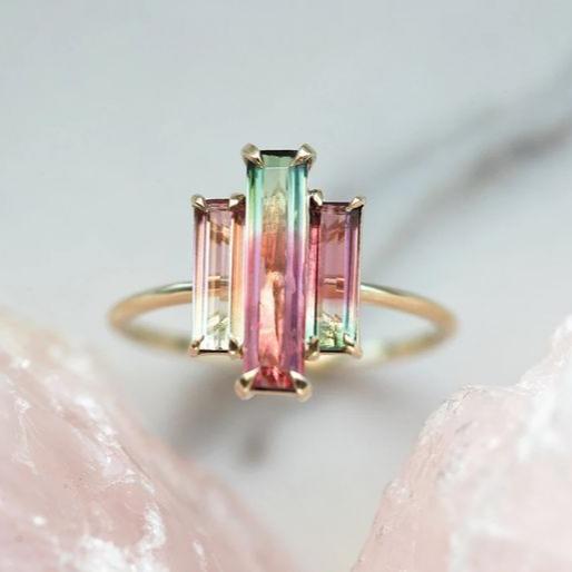 Paula® | Vintage Green Red Zirconia Gold Ring