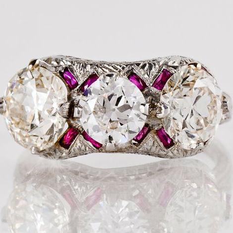 Sabine® | Vintage Pink & White Zirconia Silver Ring