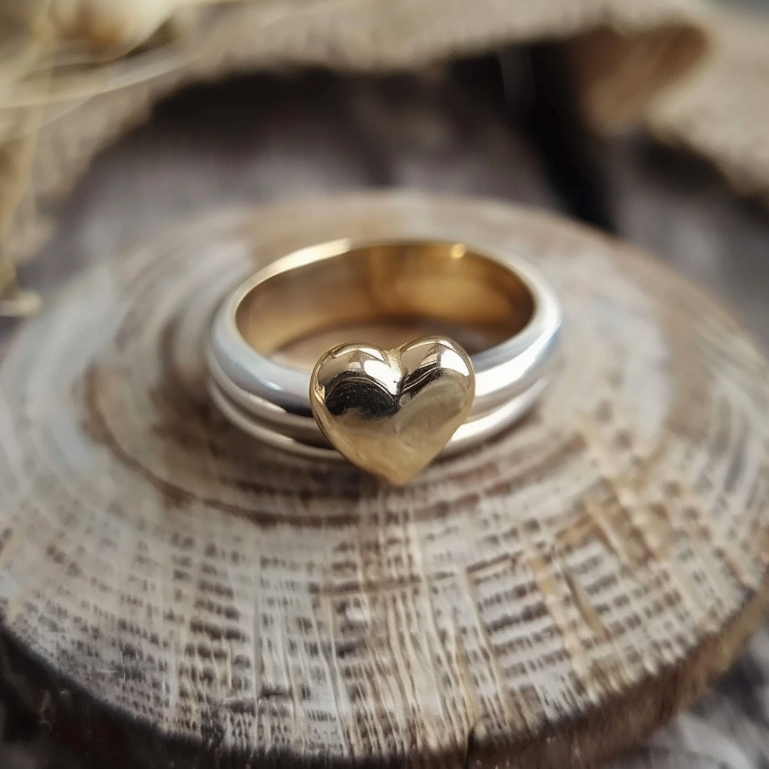 Paloma® | Gold Heart Silver Ring