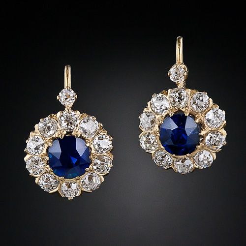 Krystel® | Vintage Crystaline Blue Rounded Earrings