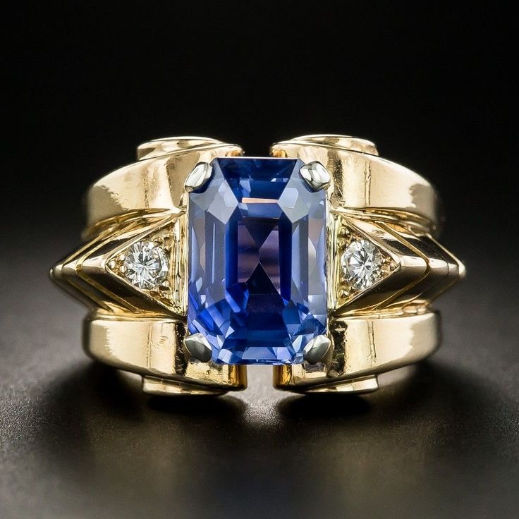 Camille® | Vintage Zirconia Blue Gold Ring