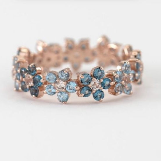 Tess® | Vintage Blue Daisy Rose Ring