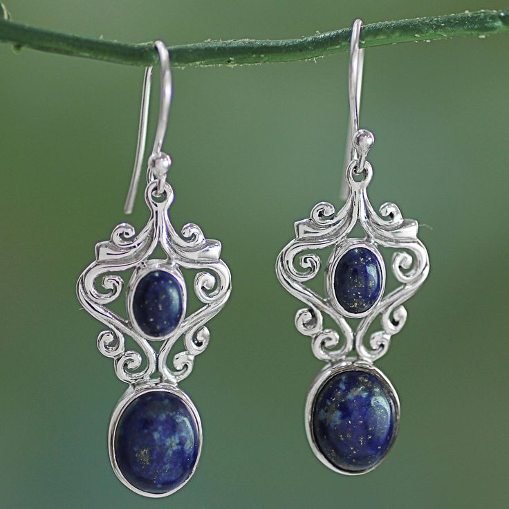 Eira® | Vintage Blue Stone Silver Earrings