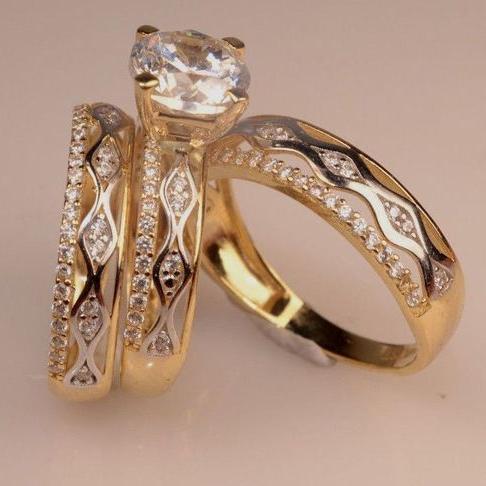 Bianca® | Vintage Golden Hollow Zirconia Ring Set