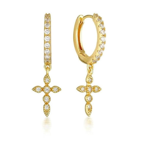 Zuleika® | Dainty Cross Huggie Hoop Earrings
