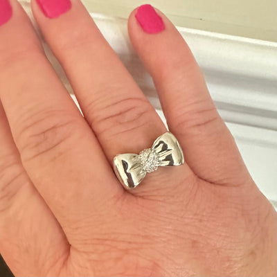 Elisa® | Nora Puffed Ribbon Bow Ring  Gold or Silver