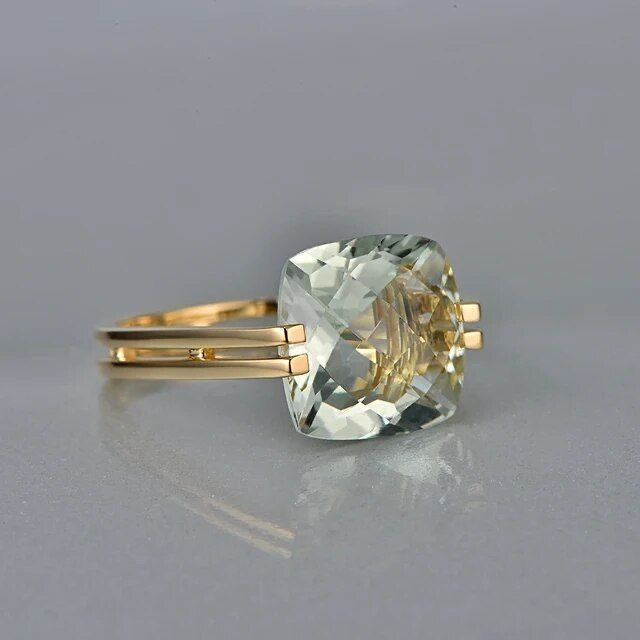 Josefina® | Vintage Green Cubic Glass Gold Ring