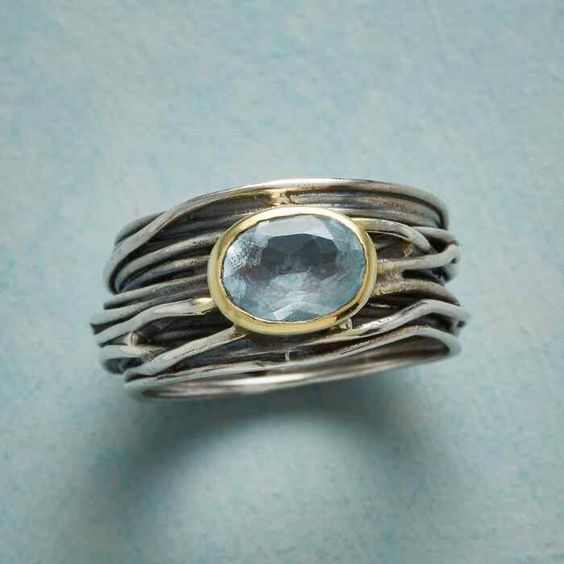 Faye® | Vintage Layered Silver Blue Stone Ring