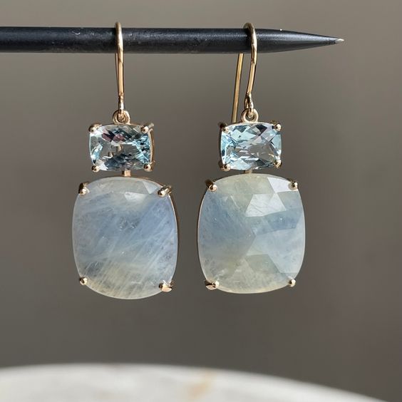 Felipa® | Vintage Blue White Glass Zirconia Earrings