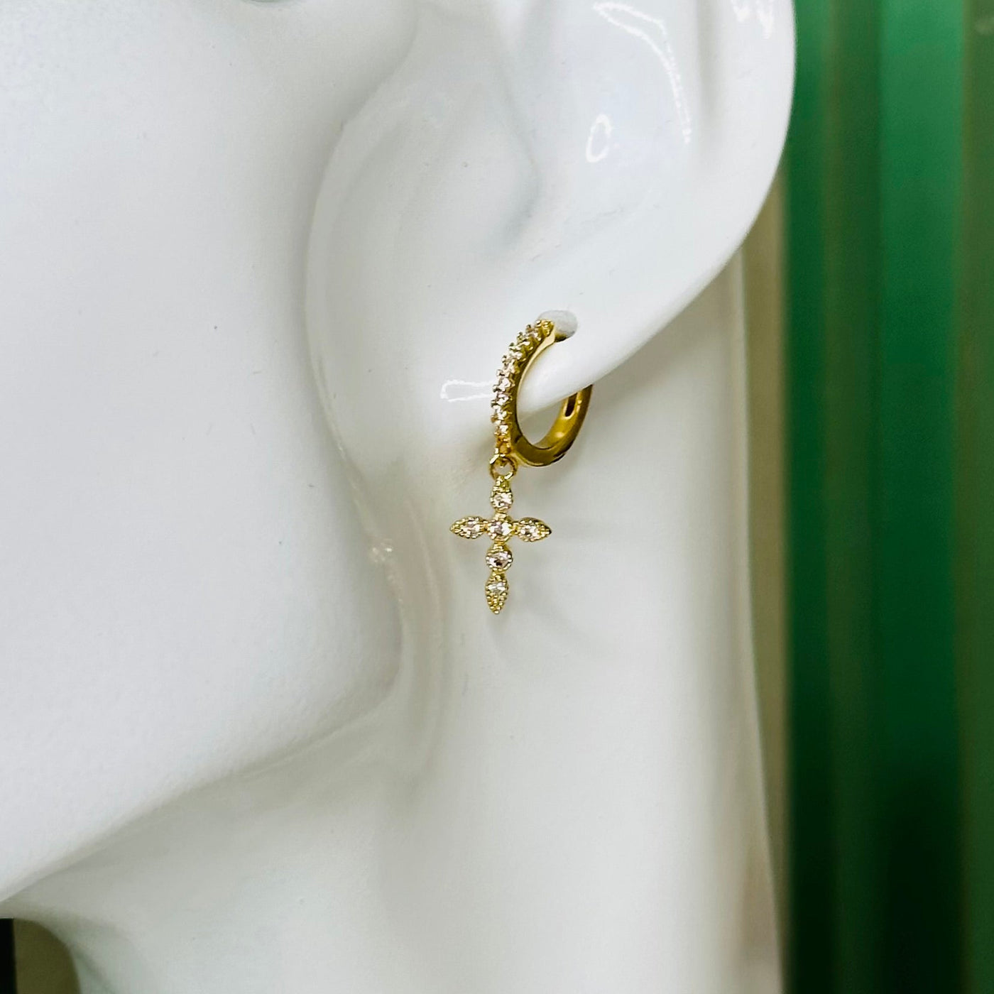 Zuleika® | Dainty Cross Huggie Hoop Earrings