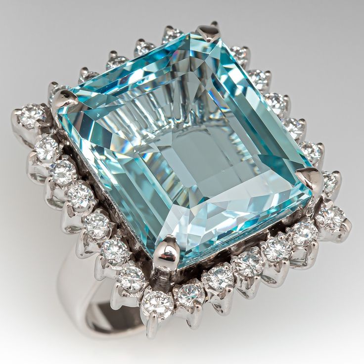 Tallulah® | Vintage Blue Cubic Zirconia Glass Silver Ring