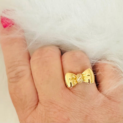 Elisa® | Nora Puffed Ribbon Bow Ring  Gold or Silver