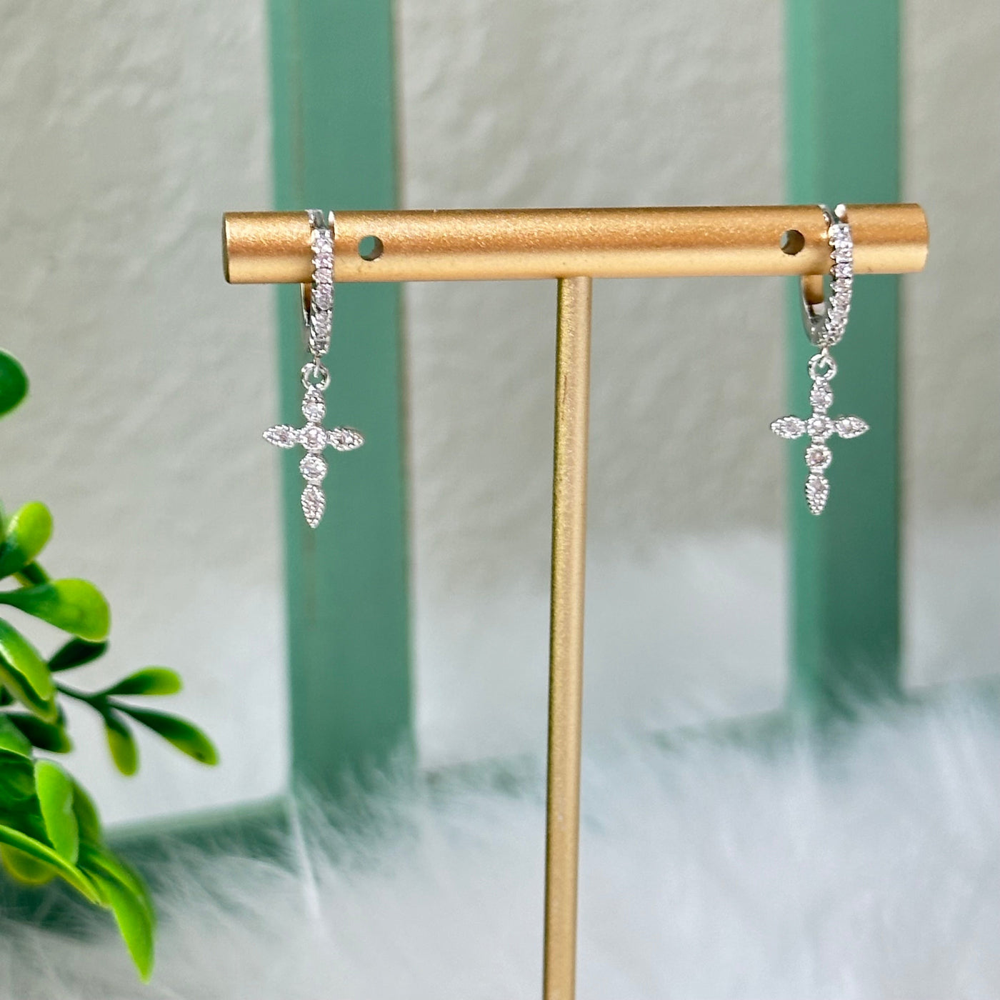 Zuleika® | Dainty Cross Huggie Hoop Earrings