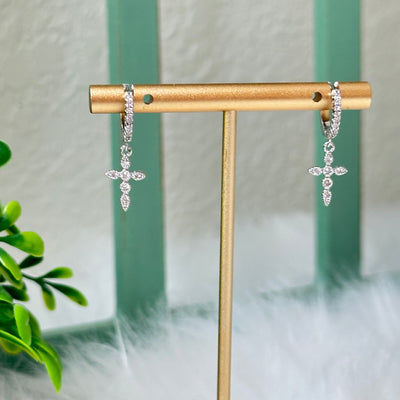 Zuleika® | Dainty Cross Huggie Hoop Earrings