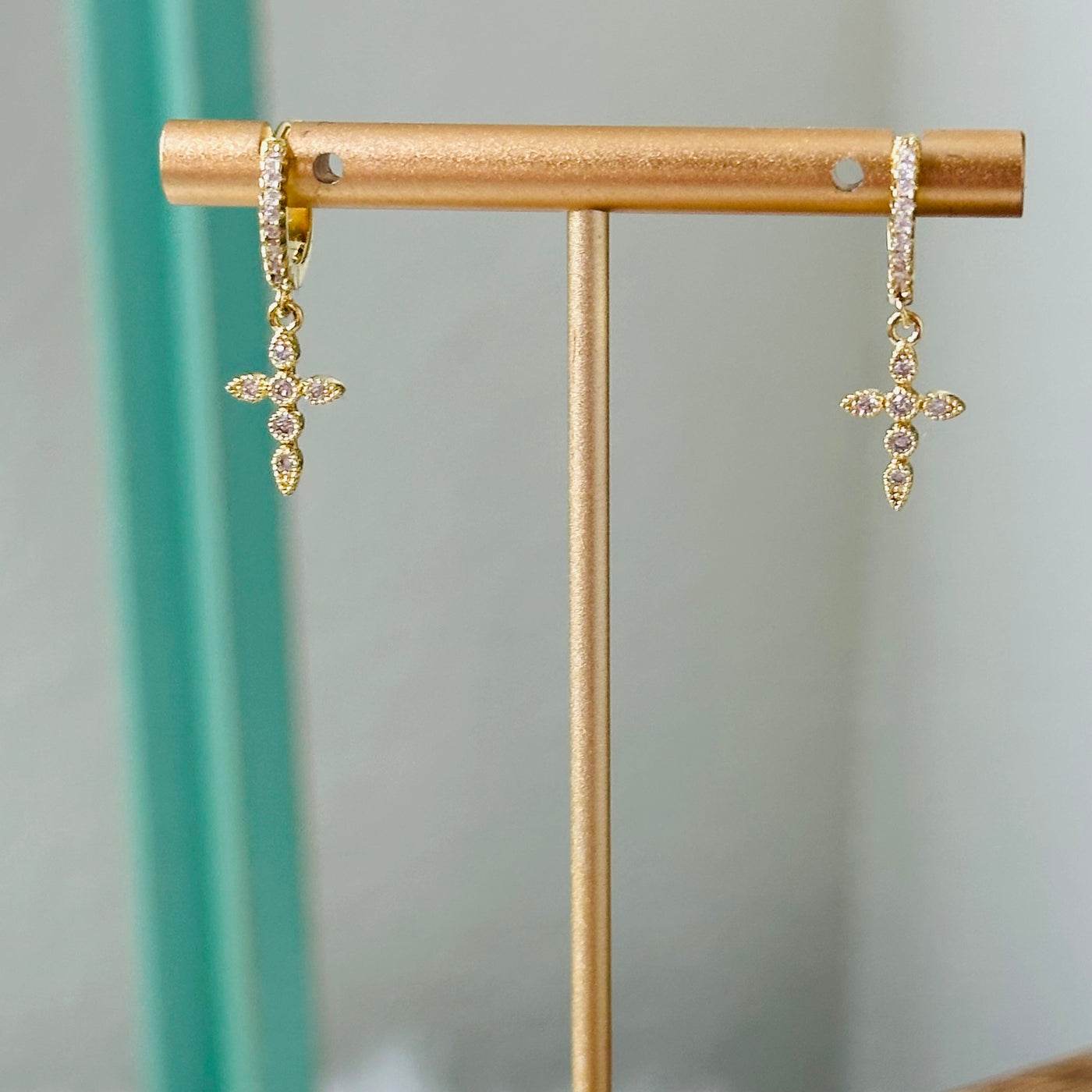 Zuleika® | Dainty Cross Huggie Hoop Earrings