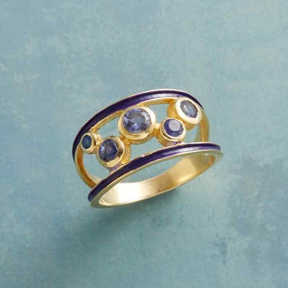 Joya® | Vintage Purple Enamel Gold Ring