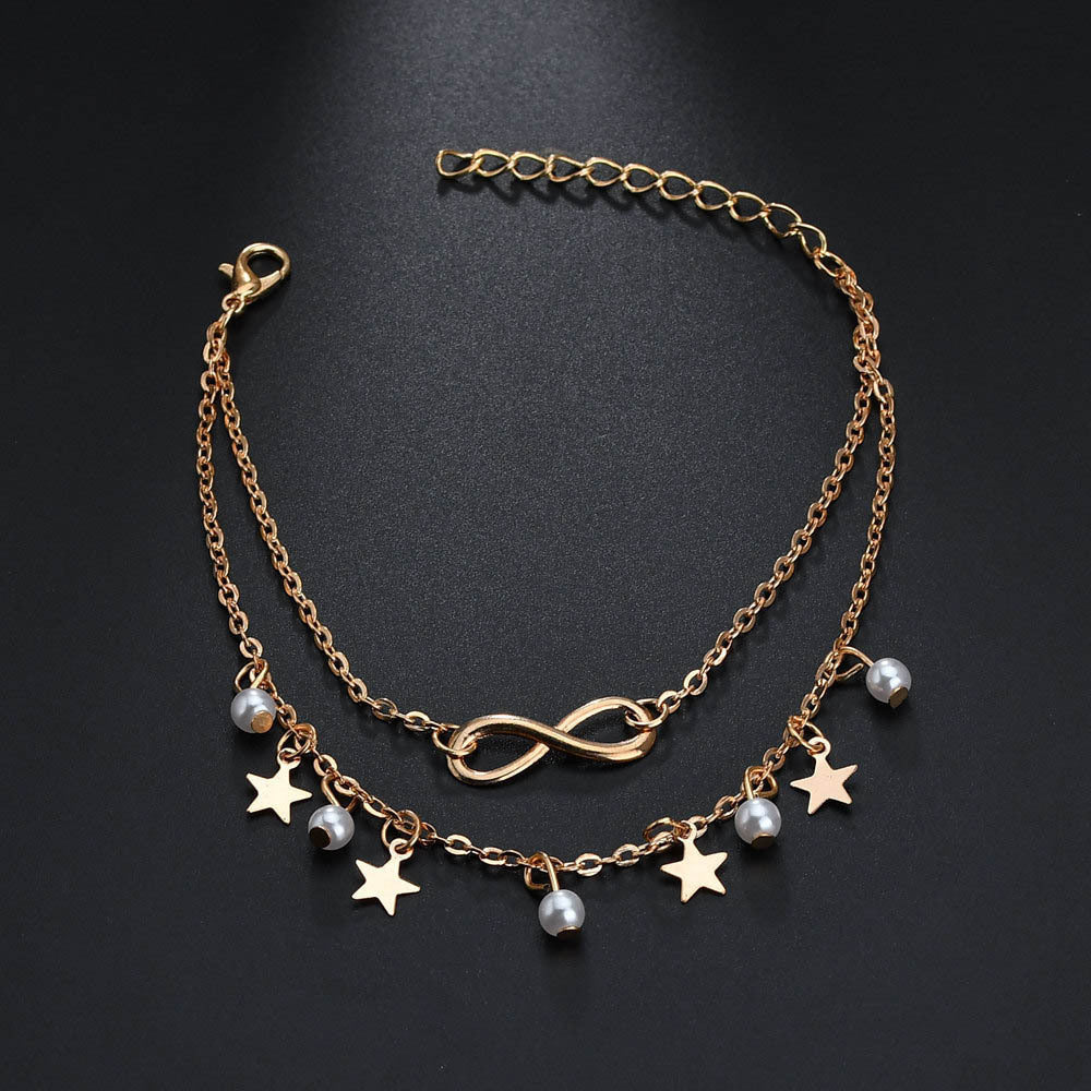 Elvia® | Infinity Anklet Bracelet + Pearls and Stars