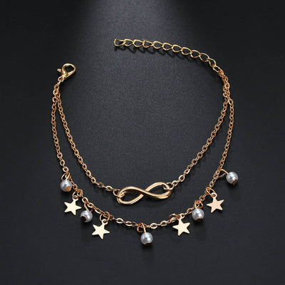 Elvia® | Infinity Anklet Bracelet + Pearls and Stars