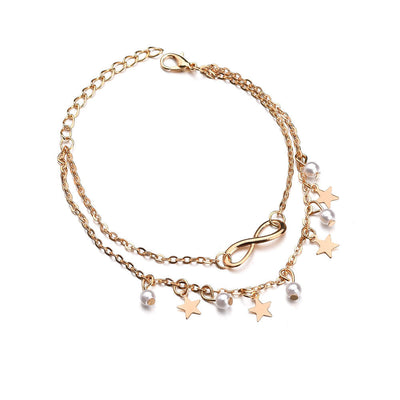 Elvia® | Infinity Anklet Bracelet + Pearls and Stars