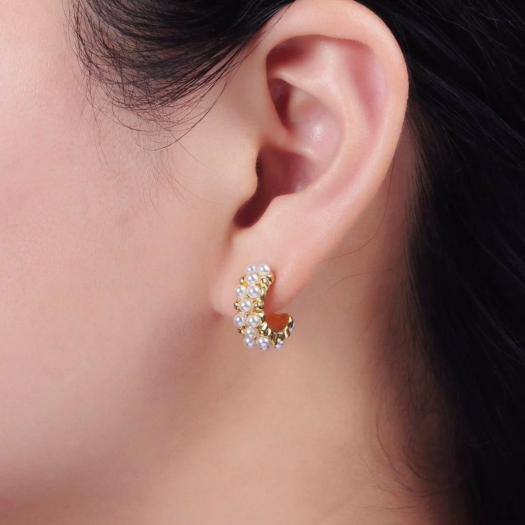 Yoselin® | Sabrina Pearl Lined Hoop Earrings