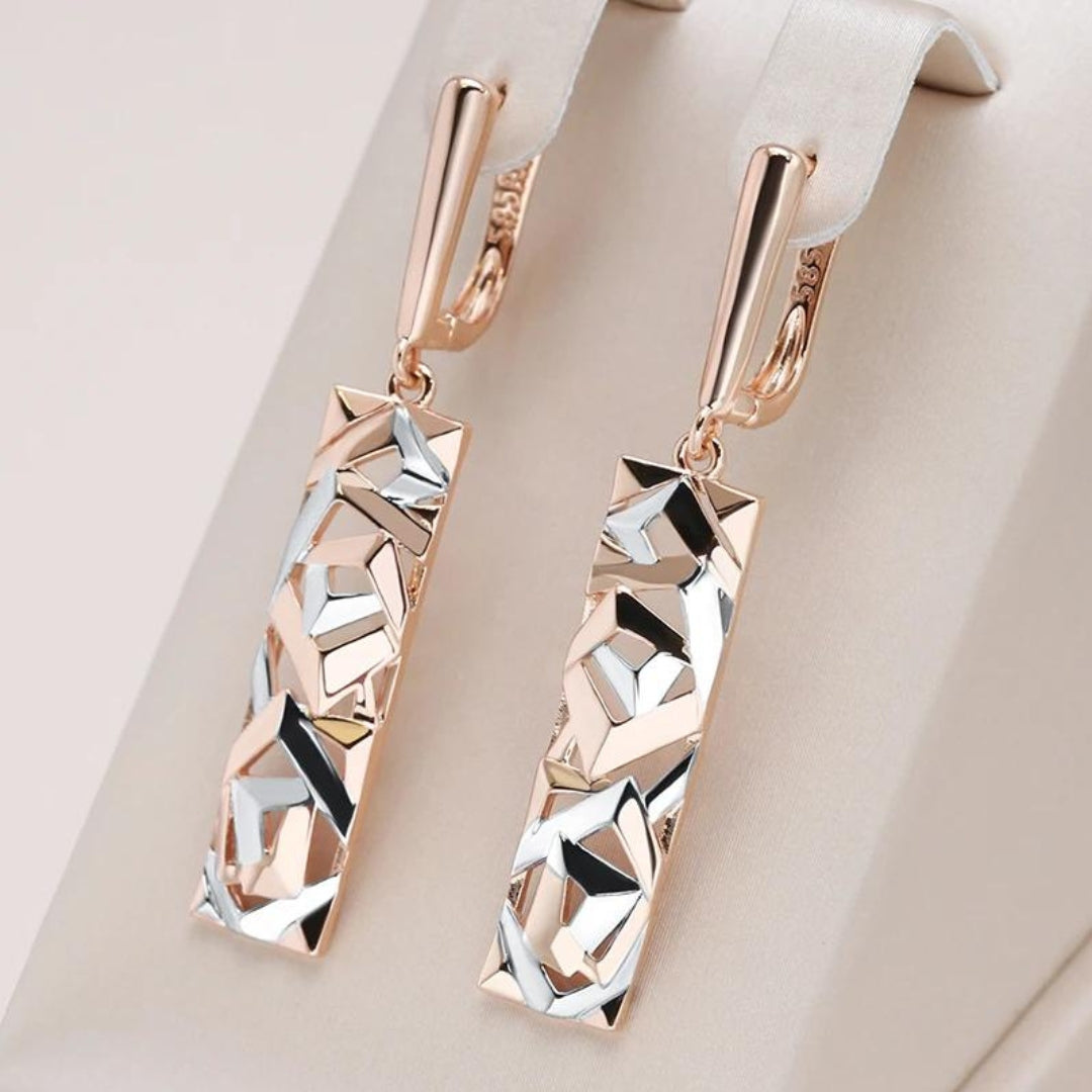 Cecilia® | Elegant Rectangular Gold and Silver Earrings
