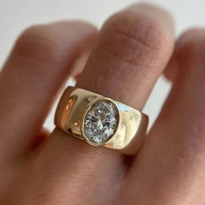 Fawn® | Vintage Inlaid Round Glass Gold Ring