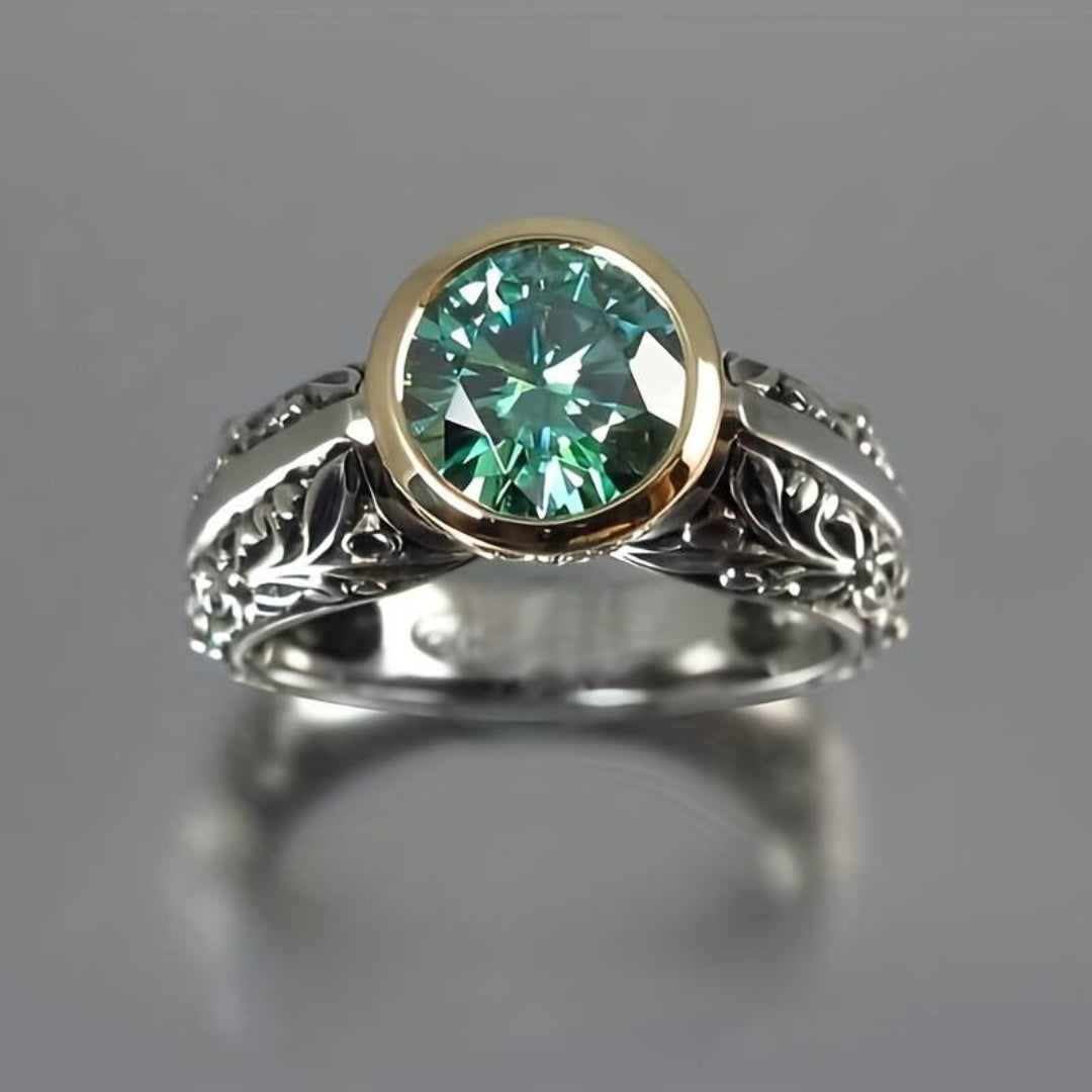 Esther® | Vintage Turquoise Inlaid Glass Ring