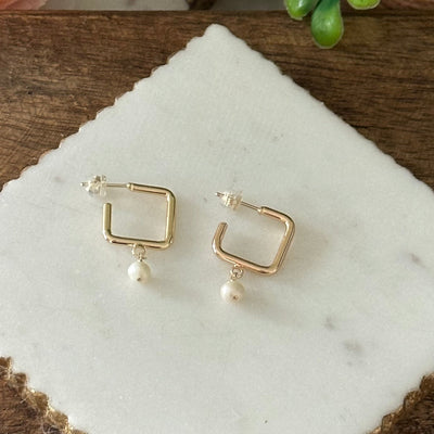 Bijou® | Dalila Square Hoop Pearl Earrings