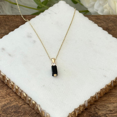 Atenea® | Alessia Black Onyx Bar Necklace