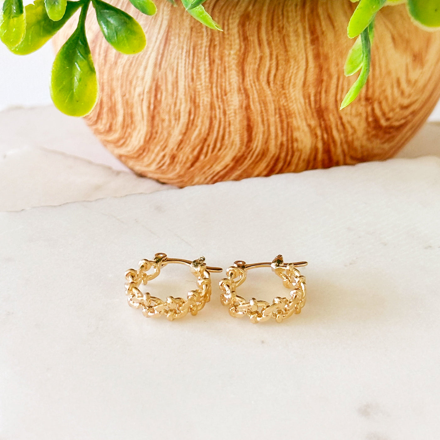 Nacar® | Diletta Small Designed Cuban Hoops