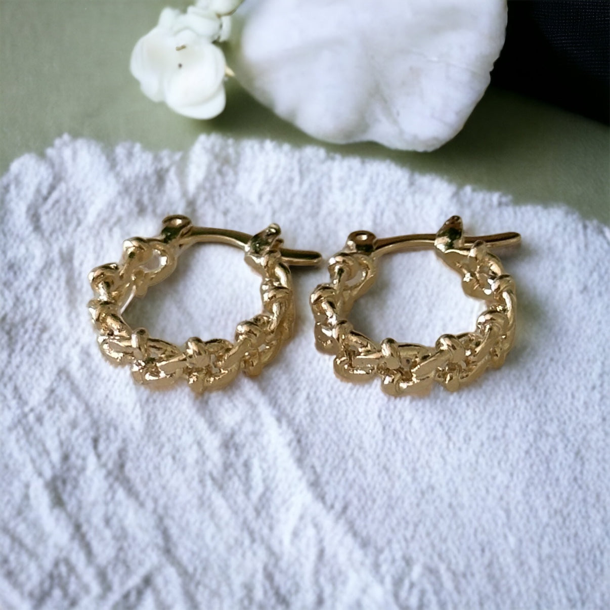 Nacar® | Diletta Small Designed Cuban Hoops