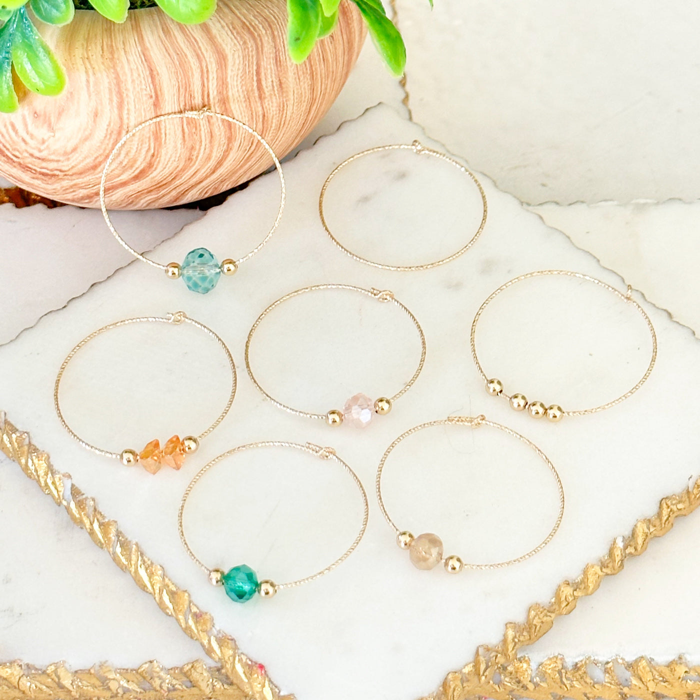 Merced® | Gia Sparkle Hoops With Bead Packet  Gold or Silver