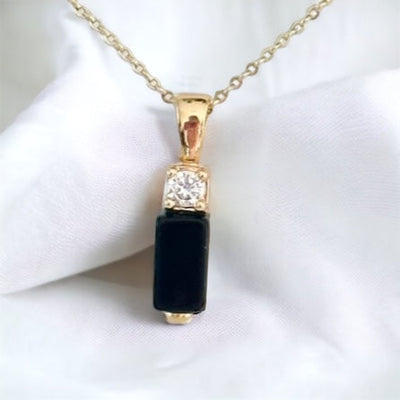 Atenea® | Alessia Black Onyx Bar Necklace